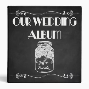 Rustic Chalkboard Mason Jar Wedding Photo Album Binder