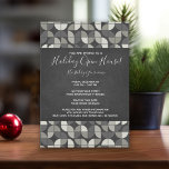 Rustic Chalkboard MCM Holiday Open House Invitation<br><div class="desc">Merry Christmas and Happy New Year Invite with a rustic modern look. The background is a chalkboard print with a trendy mid century modern pattern. Perfect for any Holiday open house or Christmas cocktail party.</div>