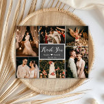 Rustic Chalkboard Multi Photo Collage Wedding  Thank You Card<br><div class="desc">Modern, Rustic Chalkboard Hand Lettered Wedding Multi Photo Collage Thank You Card. Stylish wedding thank you card template featuring six (6) photo on the front and one (1) photo on the back side. With the text "thank you" in a swirly hand lettered calligraphy script font in white on dark grey...</div>