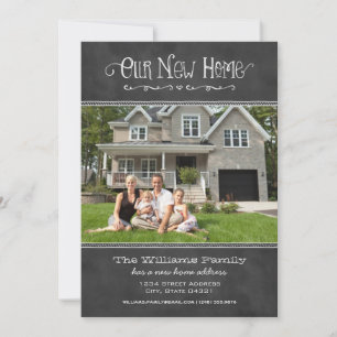 Rustic Chalkboard Our New Home Photo Announcement