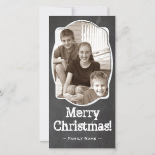 Rustic Chalkboard Photo Christmas Card
