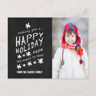 Rustic Chalkboard Photo Holiday Postcard