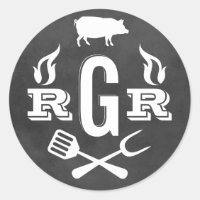 Rustic Chalkboard Pig Roast BBQ Monogram