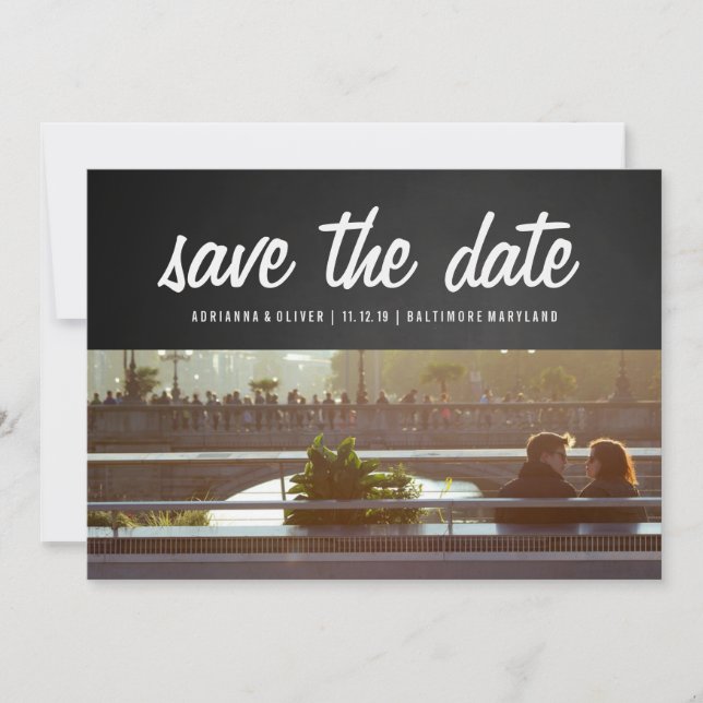 Rustic Chalkboard Save The Date | Couple Photo (Front)