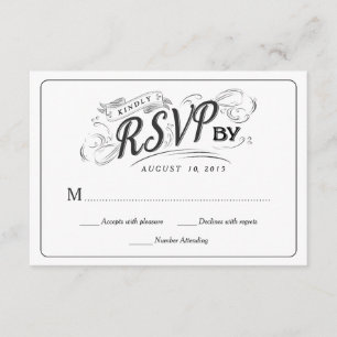 Rustic Chalkboard Script Art RSVP Wedding Reply Card