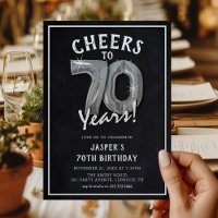 Rustic Chalkboard Silver Balloons 70th Birthday