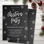 Rustic Chalkboard Snowflake Christmas Party Invitation<br><div class="desc">Rustic Chalkboard Snowflakes Script Black Christmas Party Invitations is perfect for a Rustic Christmas event. Features a „Christmas Party” text in a pretty hand lettered brush script in white on black chalkboard background. Easy to personalize with your name and party details.</div>