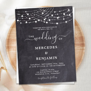 Rustic Chalkboard String Lights County Wedding Invitation Postcard