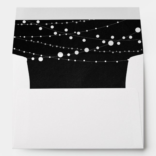 Rustic Chalkboard String Lights Wedding Invitation Envelope (Back (Bottom))
