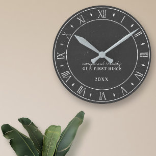 Rustic Chalkboard Style Black Clock