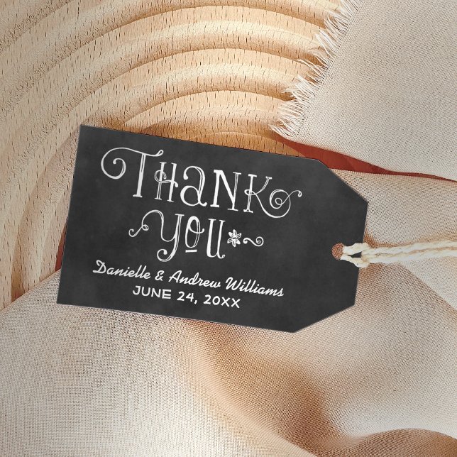 Rustic Chalkboard Thank You Monogram Wedding Favou Gift Tags (Creator Uploaded)