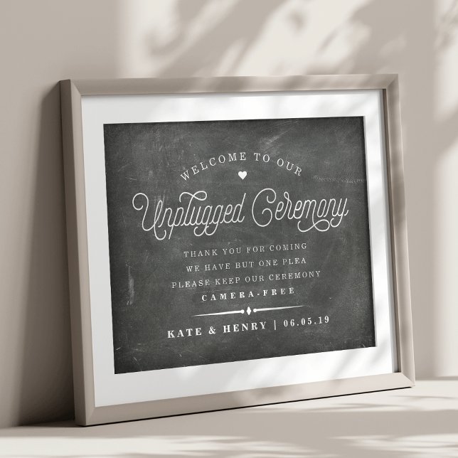 Rustic Chalkboard Unplugged Ceremony Poster 1 (Creator Uploaded)