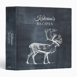 Rustic Chalkboard & Vintage Deer Recipe Cookbook Binder