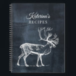 Rustic Chalkboard & Vintage Deer Recipe Cookbook  Notebook<br><div class="desc">A rustic design showcasing a chalkboard background with vintage deer illustration and script font. Personalize the custom cookbook to your text. Perfect gift for foodies,  cooks,  chefs,  lovers of food and the kitchen.</div>
