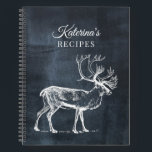 Rustic Chalkboard & Vintage Deer Recipe Cookbook  Notebook<br><div class="desc">A rustic design showcasing a chalkboard background with vintage deer illustration and script font. Personalize the custom cookbook to your text. Perfect gift for foodies,  cooks,  chefs,  lovers of food and the kitchen.</div>