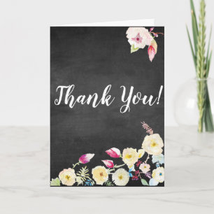 Rustic Chalkboard Vintage Floral Wedding Thank You Card