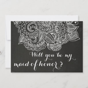 Rustic Chalkboard Vintage Paisley Bridesmaid Invitation