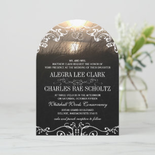 Rustic Chalkboard Vintage Sunset Wedding Invitation