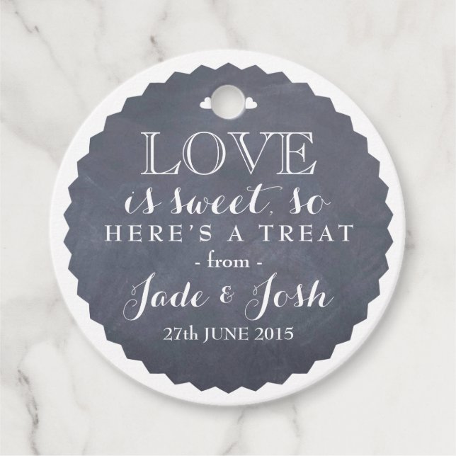 Rustic Chalkboard Wedding Favour Treat Tag (Front)