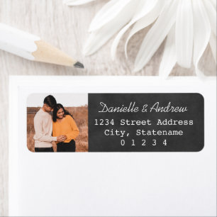 Rustic Chalkboard Wedding Photo Return Address