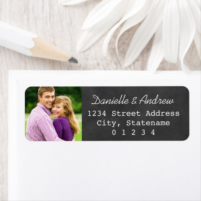 Rustic Chalkboard Wedding Photo Return Address (Insitu)