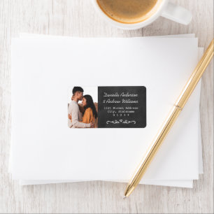 Rustic Chalkboard Wedding Photo Return Address Label
