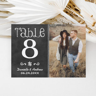 Rustic Chalkboard Wedding Photo Table Number Card