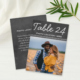 Rustic Chalkboard Wedding Photo Table Number Card