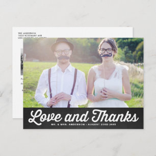 RUSTIC CHALKBOARD WEDDING PHOTO THANK YOU POSTCARD