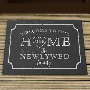 Rustic Chalkboard Welcome to our Home Doormat