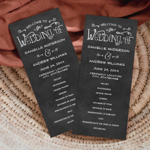 Rustic Chalkboard Welcome Wedding Ceremony Program