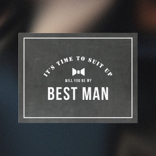 Rustic Chalkboard Will You Be My Best Man Invitation Postcard