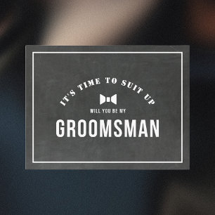 Rustic Chalkboard Will You Be My Groomsman Invitation Postcard