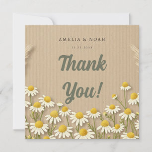 Rustic Chamomile Wedding Thank You Card