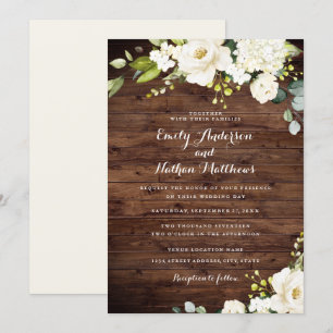 Rustic Champagne Floral Wedding Invitation