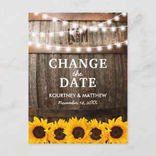 Rustic Change the Date   Event Postponed Announcement Postcard