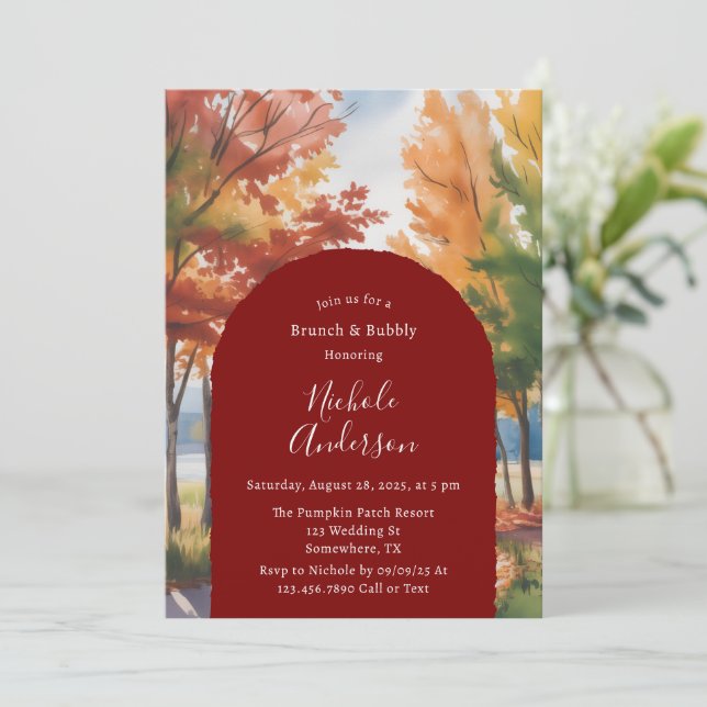 Rustic Changing of the Leaves Brunch & Bubbly Invitation (Standing Front)