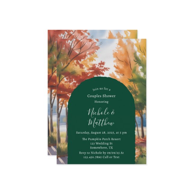 Rustic Changing of the Leaves Couples Shower Invitation (Front/Back In Situ)