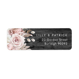 Rustic Charcoal Wood Blush Wedding Return Address