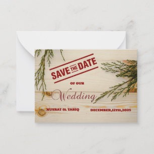 Rustic Charm: A Wood-Textured Save the Date Card