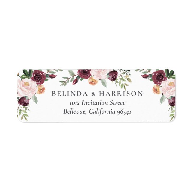 Rustic Charm Burgundy Blush Pink Floral Wedding (Front)