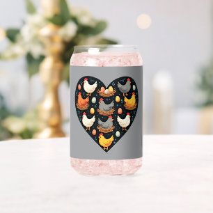 Rustic Charm Cottagecore Farm Chicken Pattern Can Glass