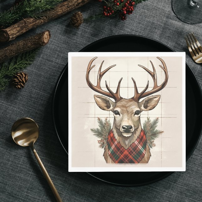 Rustic Charm Farmhouse Treasures with Plaid Deer Napkin (Creator Uploaded)