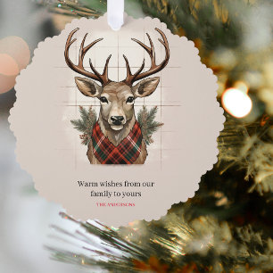 Rustic Charm Farmhouse Treasures with Plaid Deer Ornament Card