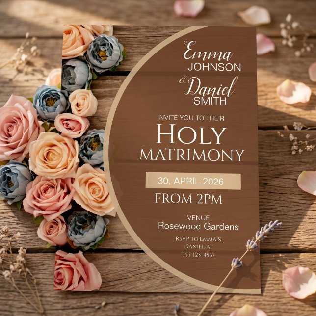 Rustic Charm Holy Matrimony Wedding Invitation (Creator Uploaded)