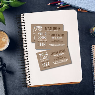 Rustic Charm Kraft Paper Business Logo Est. Date Card