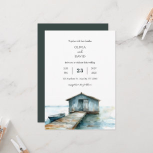 Rustic Charm Nautical Sea Boat Shed Beach Wedding Invitation