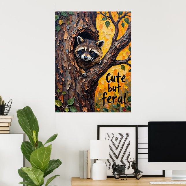 Rustic Charm: Raccoon in the Wilderness Poster (Home Office)