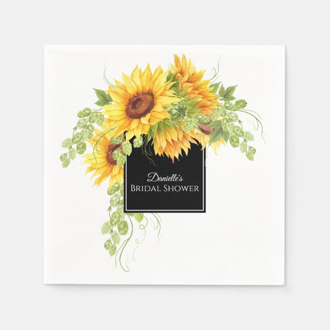 Rustic Charm Sunflowers Bridal Shower Napkin (Front)