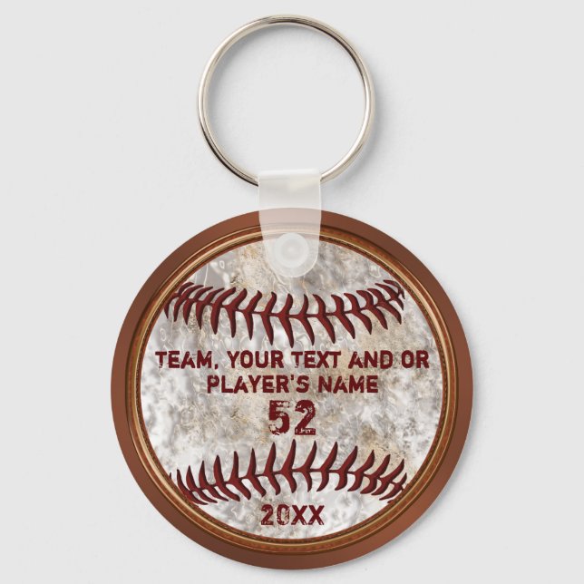 Rustic Cheap Baseball Gifts for Players or Coaches Keychain (Front)